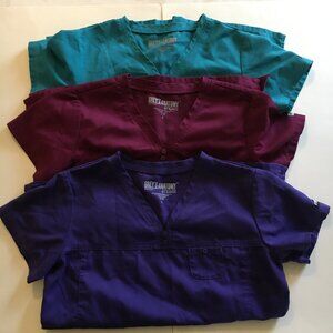 Grey's Anatomy Barco Scub Tops S Lot Teal Green Purple Plum Nurse MA V-neck